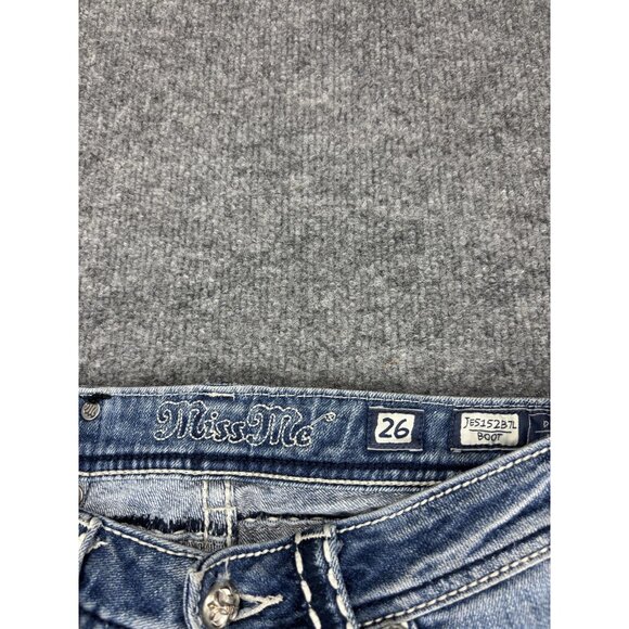 Miss Me Jeans Womens 26 Bootcut Distressed Embellished Rhinestone JE5152B71 - Picture 2 of 8